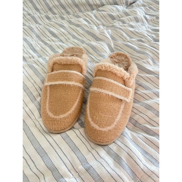Vivaia Shoes - VIVAIA Round Toe Fluffy Mule Slippers in Khaki Brown Women’s Size 39